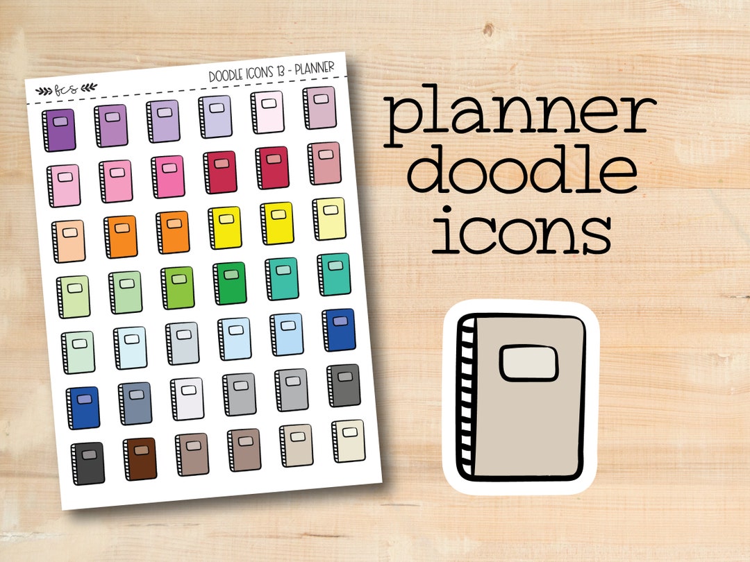DOODLEICONS-13 PLANNER Doodle Icon Planner Stickers - Etsy