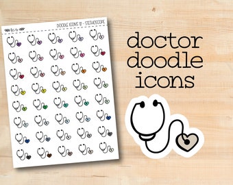 DOODLEICONS-12 || STETHOSCOPE doodle icon planner stickers