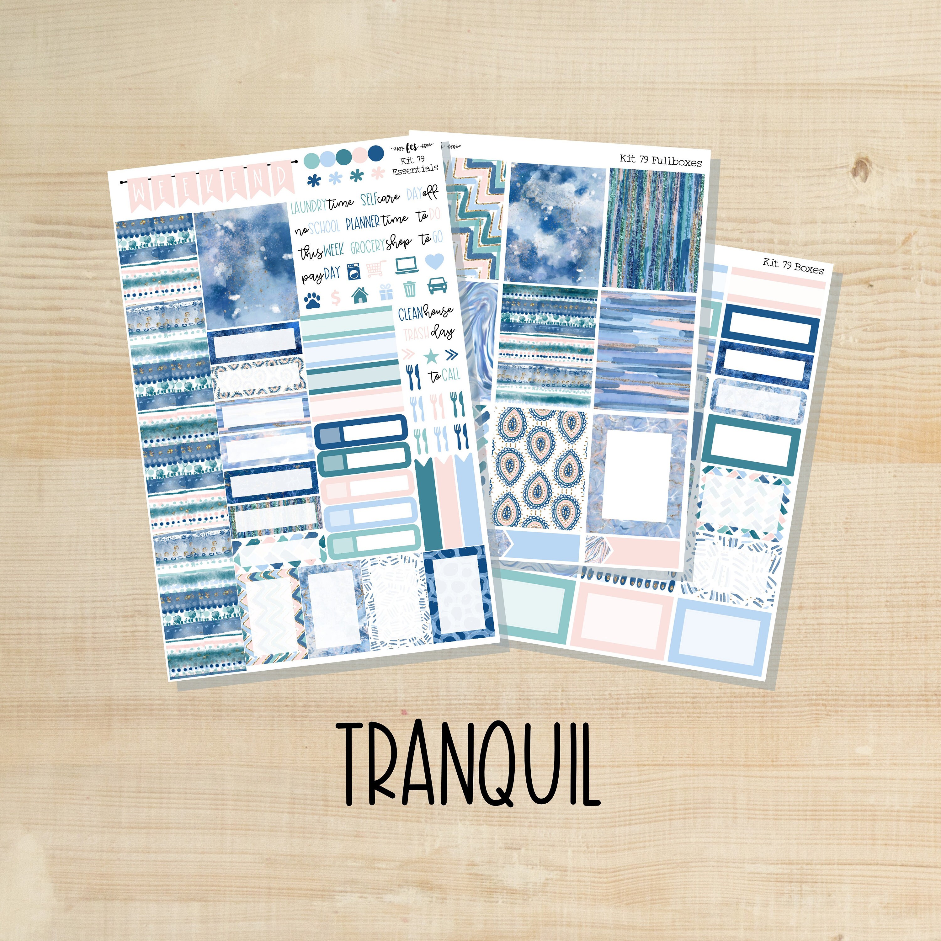 KIT-79 || TRANQUIL weekly planner kit | hourly planner kit | vertical…