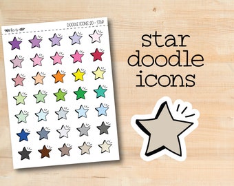 DOODLEICONS-20 || STAR doodle icon planner stickers