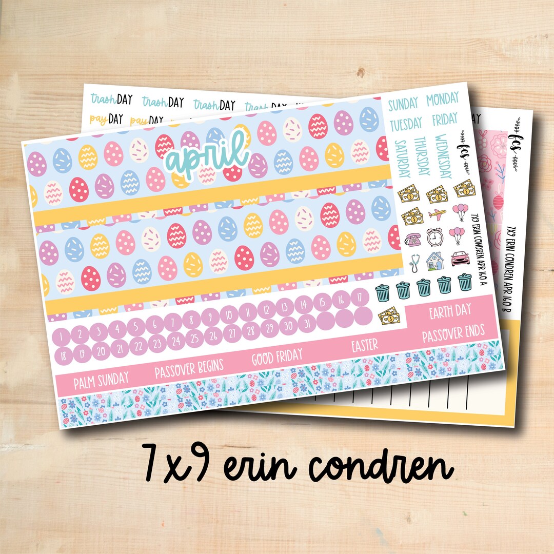 EC 7x9 APR160 EGG HUNT April 7x9 Erin Condren Monthly Planner Kit - Etsy