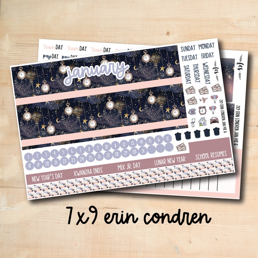 EC 7x9 JAN148 NEW YEAR January 7x9 Erin Condren Monthly Planner Kit - Etsy