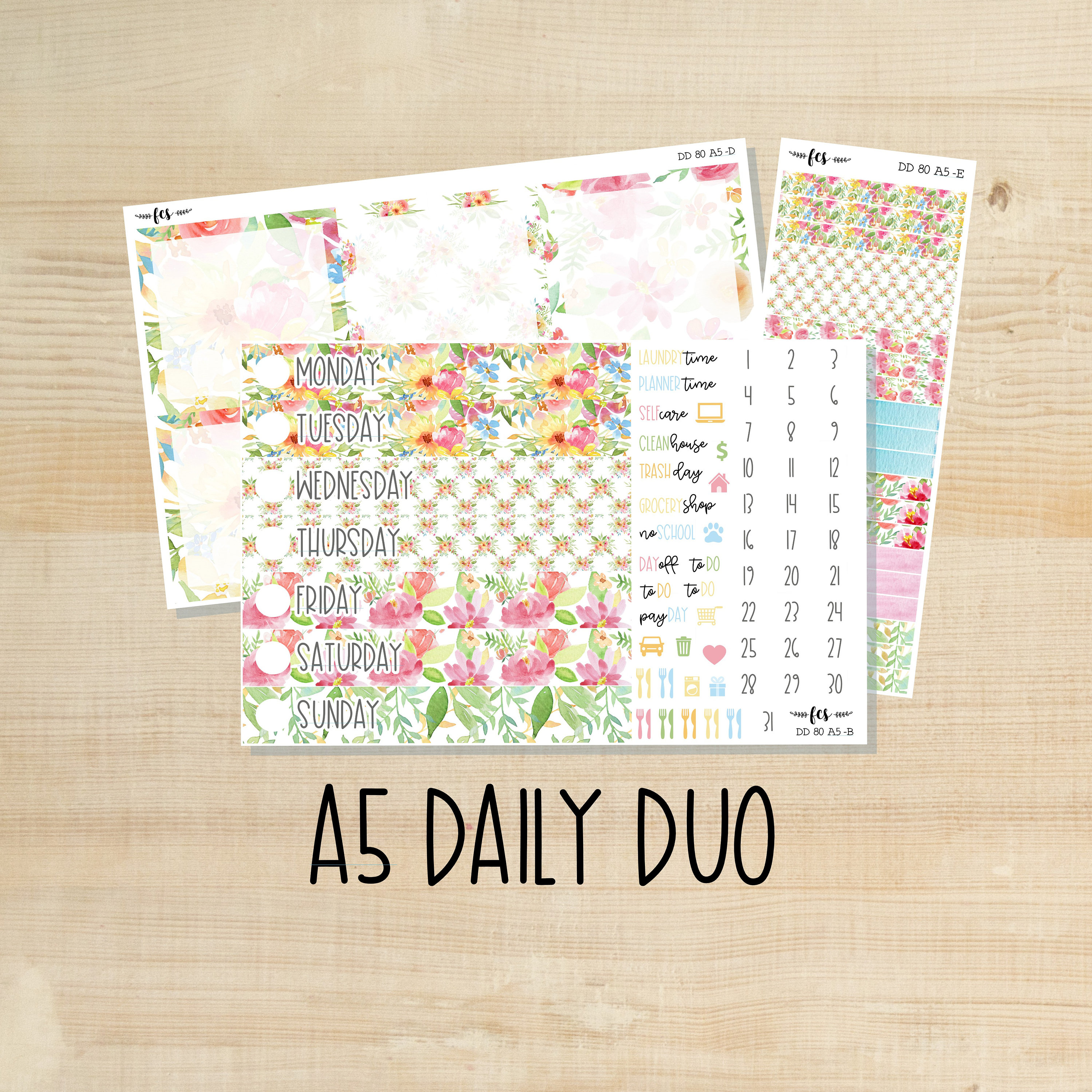 A5 Daily Duo 80 || FLOWER MARKET A5 daily duo kit | floral A5 daily d…