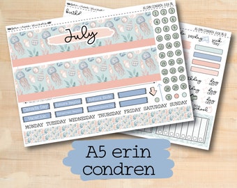 EC A5 216 || BEACH BLISS July A5 Erin Condren monthly planner kit