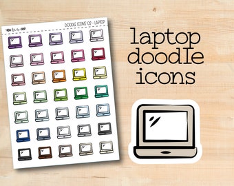 DOODLEICONS-02 || LAPTOP doodle icon planner stickers