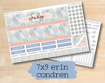 EC 7x9 216 || BEACH BLISS July 7x9 Erin Condren monthly planner kit