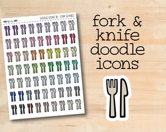 DOODLEICONS-18 || FORK & KNIFE doodle icon planner stickers