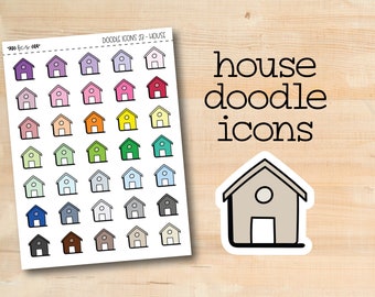 DOODLEICONS-23 || HOUSE doodle icon planner stickers