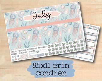 EC 8.5x11 216 || BEACH BLISS July 8.5x11 Erin Condren monthly kit