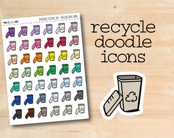 DOODLEICONS-28 || RECYCLING BIN doodle icon planner stickers