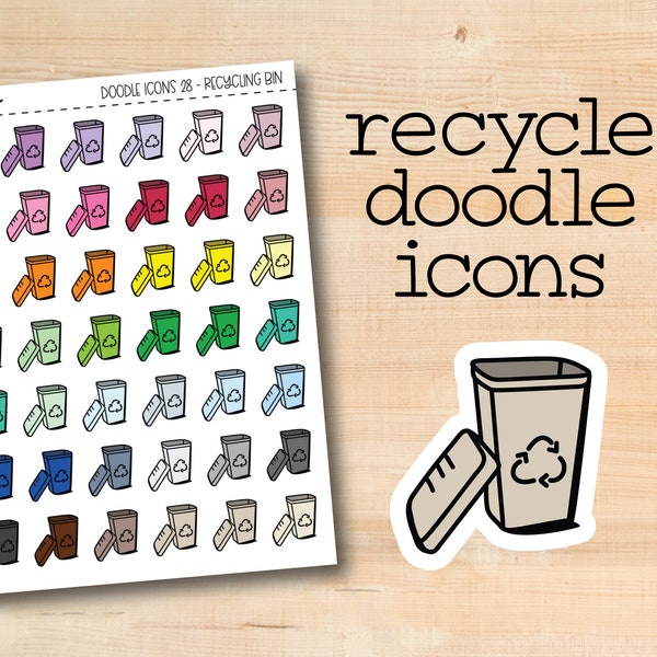 DOODLEICONS-28 || RECYCLING BIN doodle icon planner stickers
