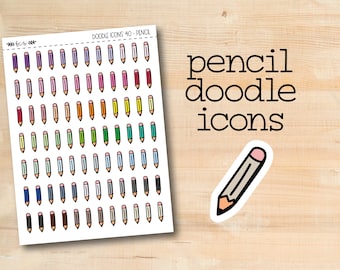 DOODLEICONS-40 || PENCIL doodle icon planner stickers