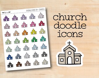 DOODLEICONS-09 || CHURCH doodle icon planner stickers