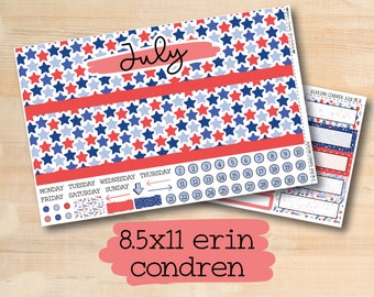 EC 8.5x11 215 || STARS & STRIPES July 8.5x11 Erin Condren monthly kit