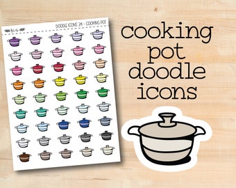 DOODLEICONS-34 || COOKING POT doodle icon planner stickers