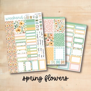 KIT-157 SPRING FLOWERS weekly planner kit for Erin Condren, Plum Paper, MakseLife and more image 1