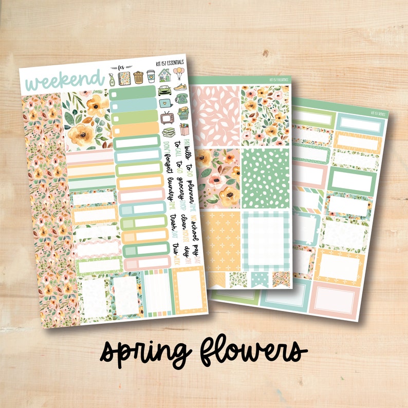 KIT-157 SPRING FLOWERS weekly planner kit for Erin Condren, Plum Paper, MakseLife and more image 1