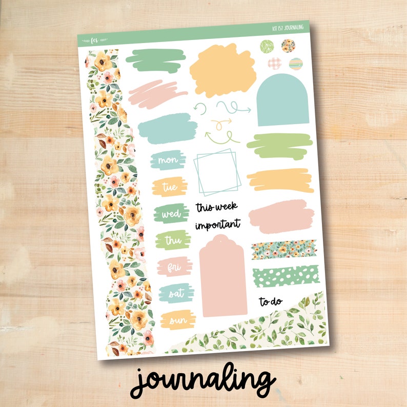 KIT-157 SPRING FLOWERS weekly planner kit for Erin Condren, Plum Paper, MakseLife and more 6. Journaling