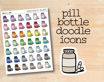 DOODLEICONS-07 || PILL BOTTLE doodle icon planner stickers