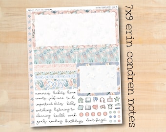 7x9 NOTES-216 || BEACH BLISS 7x9 Erin Condren July Notes Page