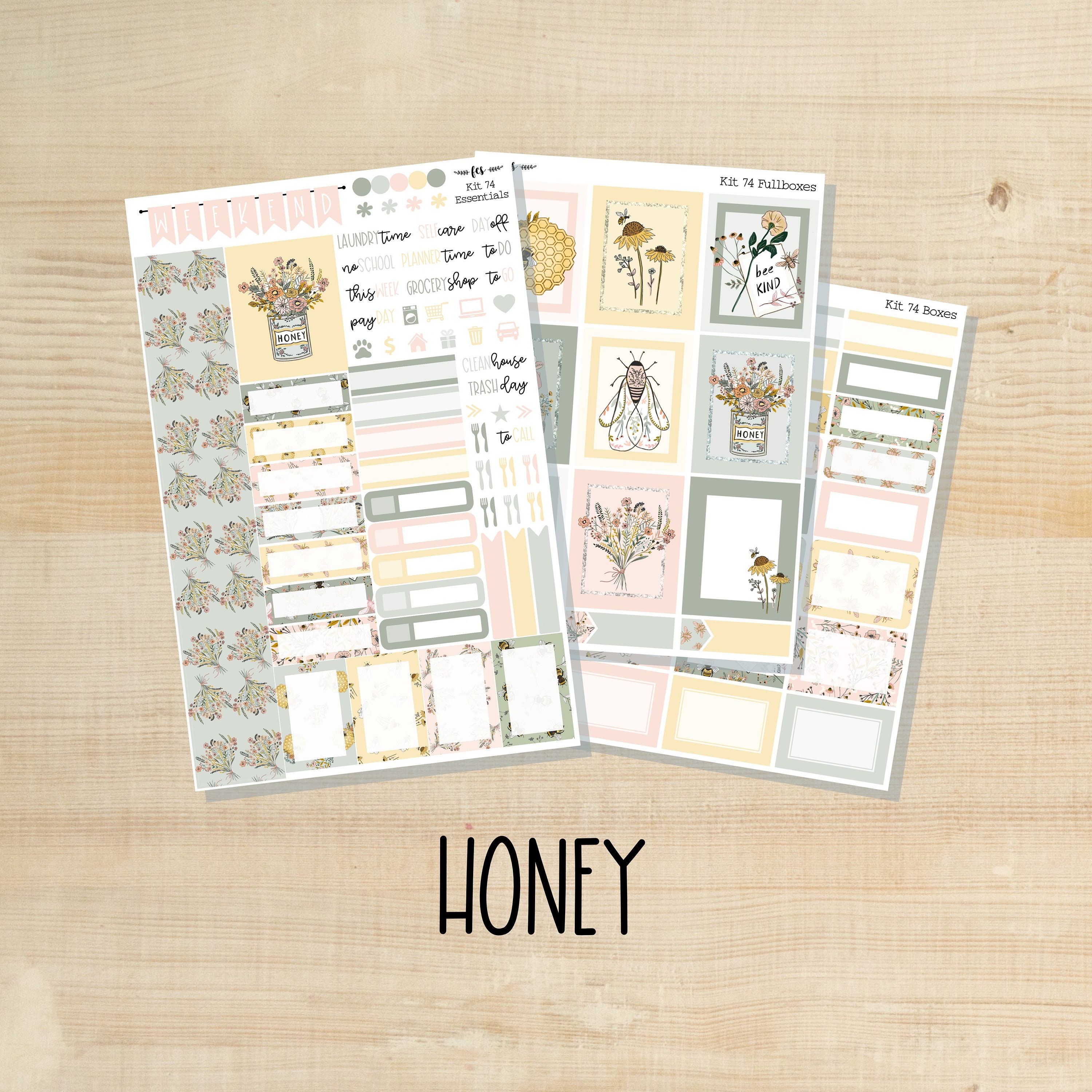 KIT-74 || Honey weekly planner kit | hourly planner kit | vertical pl…