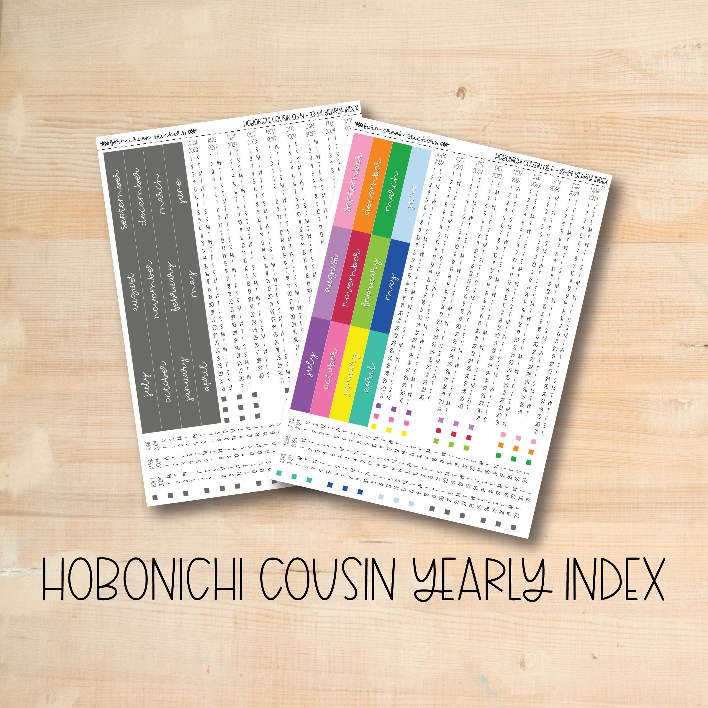 2024 HOBONICHI COUSIN Yearly Index & Date Strips