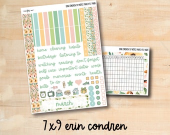 7x9 NOTES-MAR157 || SPRING FLOWERS 7x9 Erin Condren March Notes Page