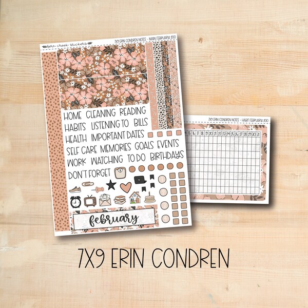 7x9 NOTES-200 || HELLO BEAUTIFUL 7x9 Erin Condren February Notes Page