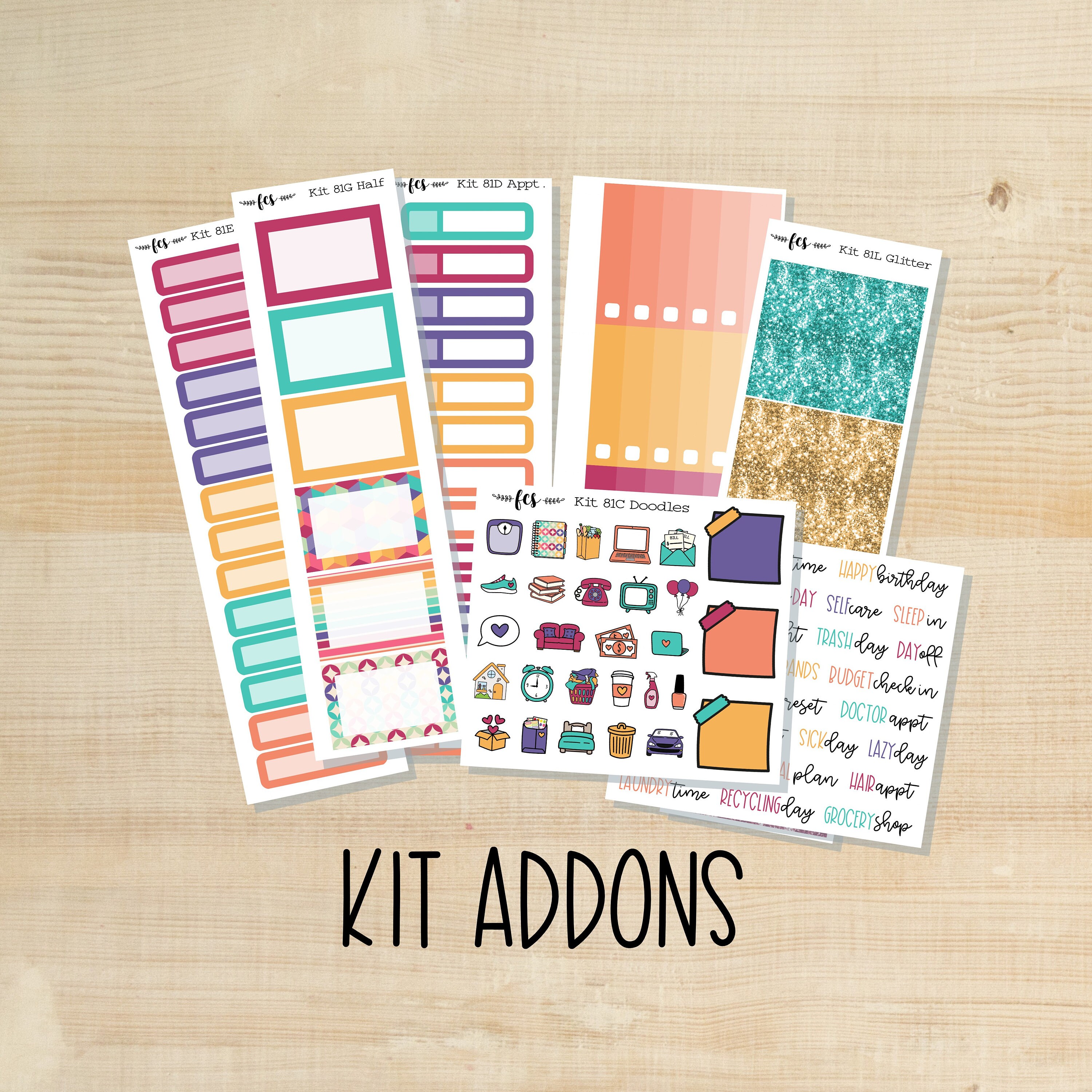 KIT-81 || RETRO RAINBOW kit add-ons | skinny washi | bottom washi | h…