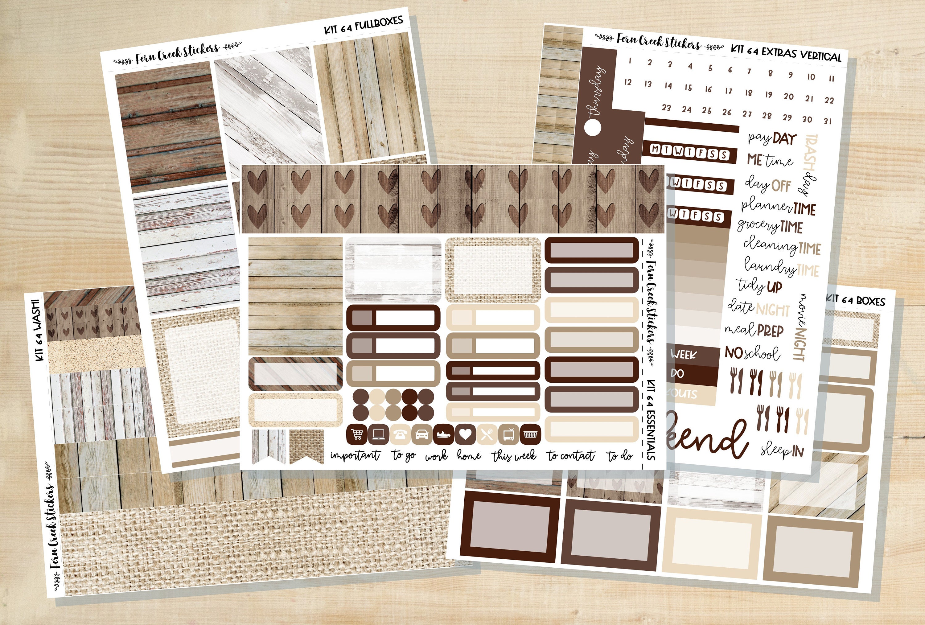 KIT-64 || Rustic weekly planner kit | hourly planner kit | vertical p…