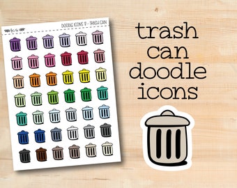 DOODLEICONS-17 || TRASH CAN doodle icon planner stickers