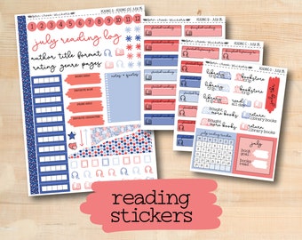 READING-215 || STARS & STRIPES Reading Log and Monthly Reading Tracker Stickers