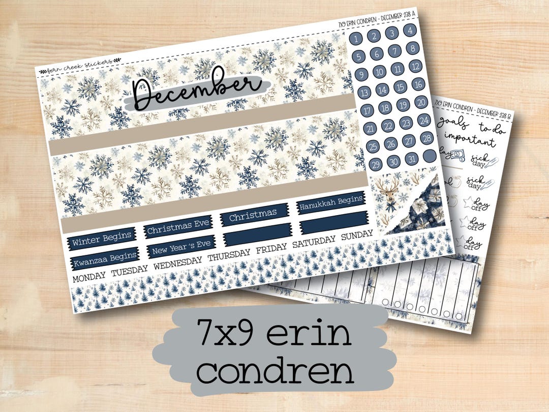 EC 7x9 238 LET It SNOW December 7x9 Erin Condren Monthly Planner Kit - Etsy