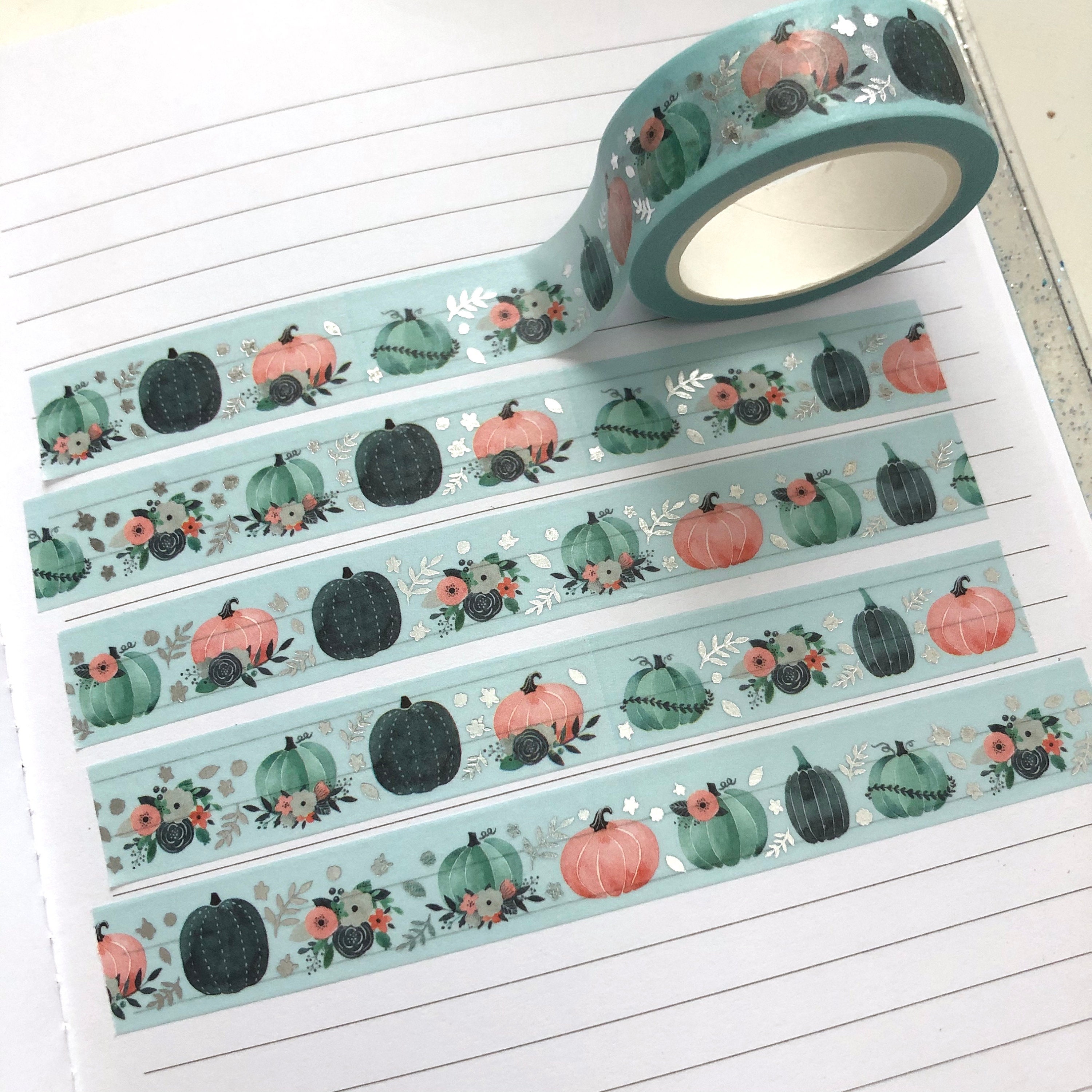 KIT-49 || Pumpkin patch washi tape | silver foiled washi tape | pumpk…