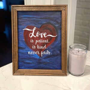 Love is Patient Heart Art: Framed Valentine&#39;s Canvas (11x14)
