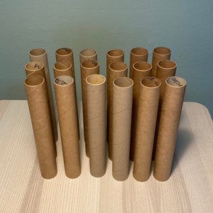 Craft Hard Cardboard tubes | approx 12&quot;L x 1.75&quot;D | strong clean cardboard tubes | craft supply school project | art supply | FREE SHIPPING