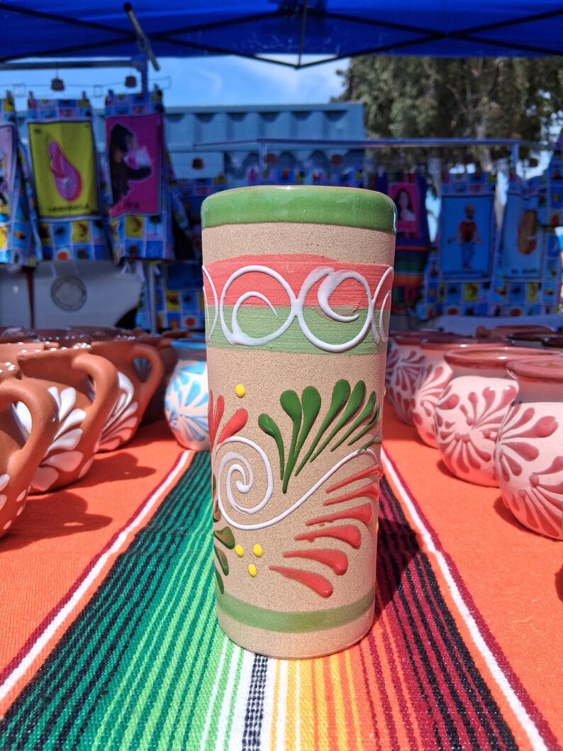 Mexican cups, cantaritos tumbler 20oz green