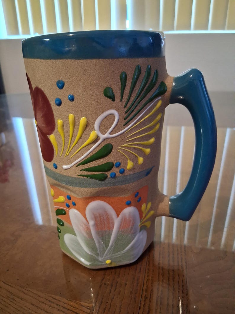 Tazas mexicanas, cantaritos 22oz mug blue