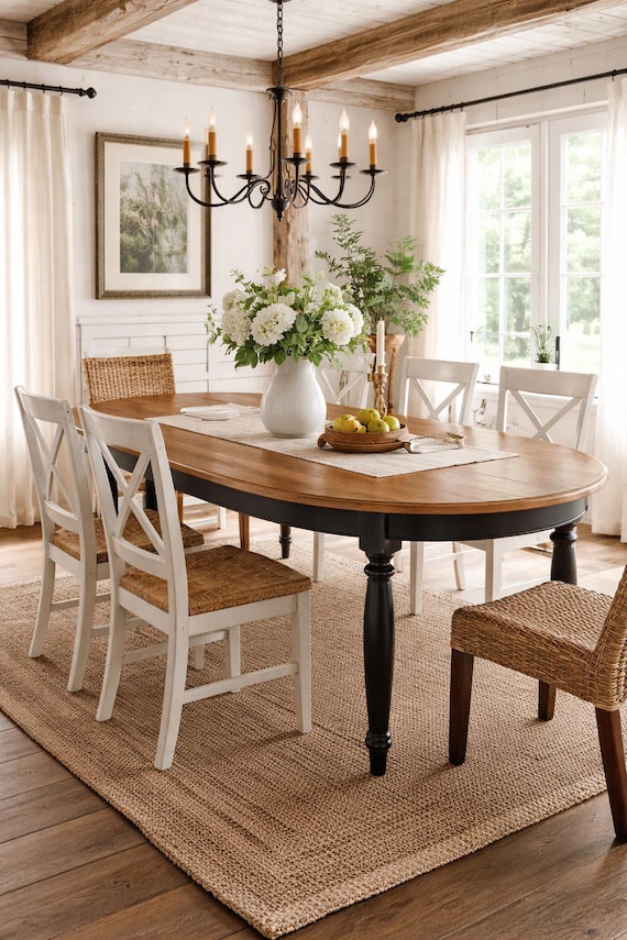 Handmade Farmhouse Oval Dining Table | English Country Heirloom | Custom Solid Wood