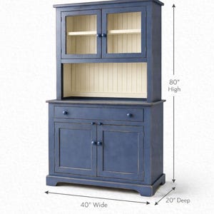 Dimension diagram of farmhouse buffet and hutch showing 40 inch width, 20 inch depth, and 80 inch height.