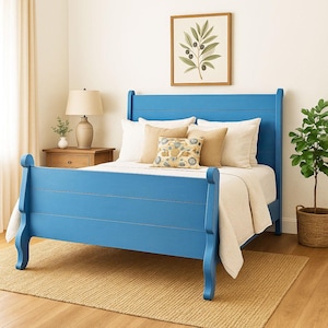 Handmade Farmhouse Sleigh Bed: Solid Wood, Cottage Style