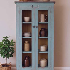 Handcrafted Shaker Jelly Cupboard: Farmhouse Kitchen Hutch, Solid Wood