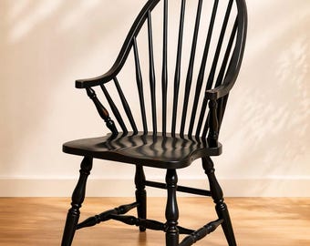 Windsor Dining Chair | Solid Cherry or Maple | Arm Chair | Handcrafted Farmhouse Seating