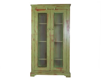 Handmade Farmhouse Jelly Cupboard: Rustic Pantry Hutch with Screen Doors