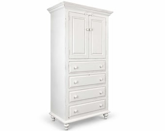 Handmade Farmhouse Armoire, 4 Drawer Bedroom Storage Cabinet, Cottage Wardrobe