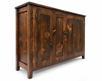 Hidden TV Cabinet Farmhouse Media Console Solid Wood Entertainment Center Custom Handmade Furniture