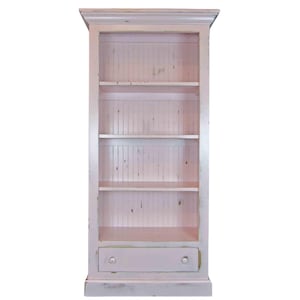 Handmade Solid Wood Farmhouse Bookcase: Distressed Finish, Shiplap Back