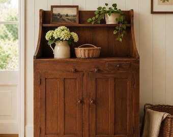Farmhouse Dry Sink | Handmade Solid Wood Storage Cabinet | Cottage Cupboard