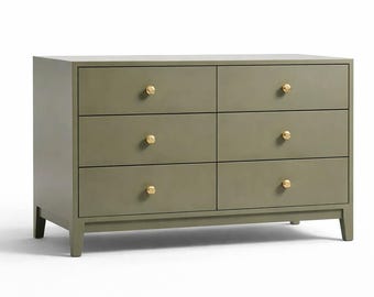 Handmade Farmhouse Dresser | Solid Wood 6-Drawer Dresser | Custom Painted Bedroom Storage | Heirloom Furniture