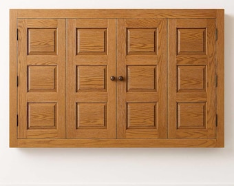 TV Cover Cabinet | Wall Mounted TV Hideaway | Solid Oak Farmhouse Media Center